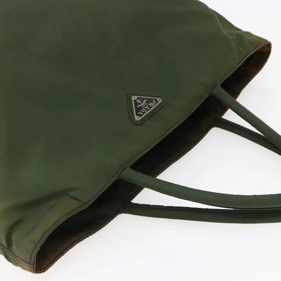 PRADA Tote Bag Nylon Khaki Silver Auth - Picture 9 of 15